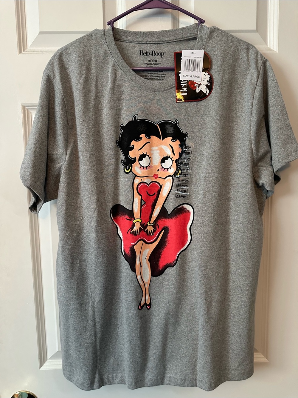 Betty Boop Gray Short-Sleeve Tee with Red Graphic